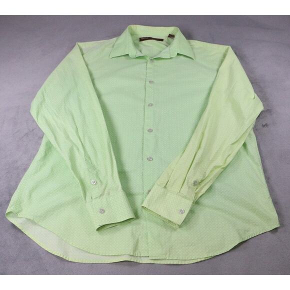 Perry Ellis Light Green Button Down Long Sleeve Micro Print Shirt Mens Large - Picture 1 of 11